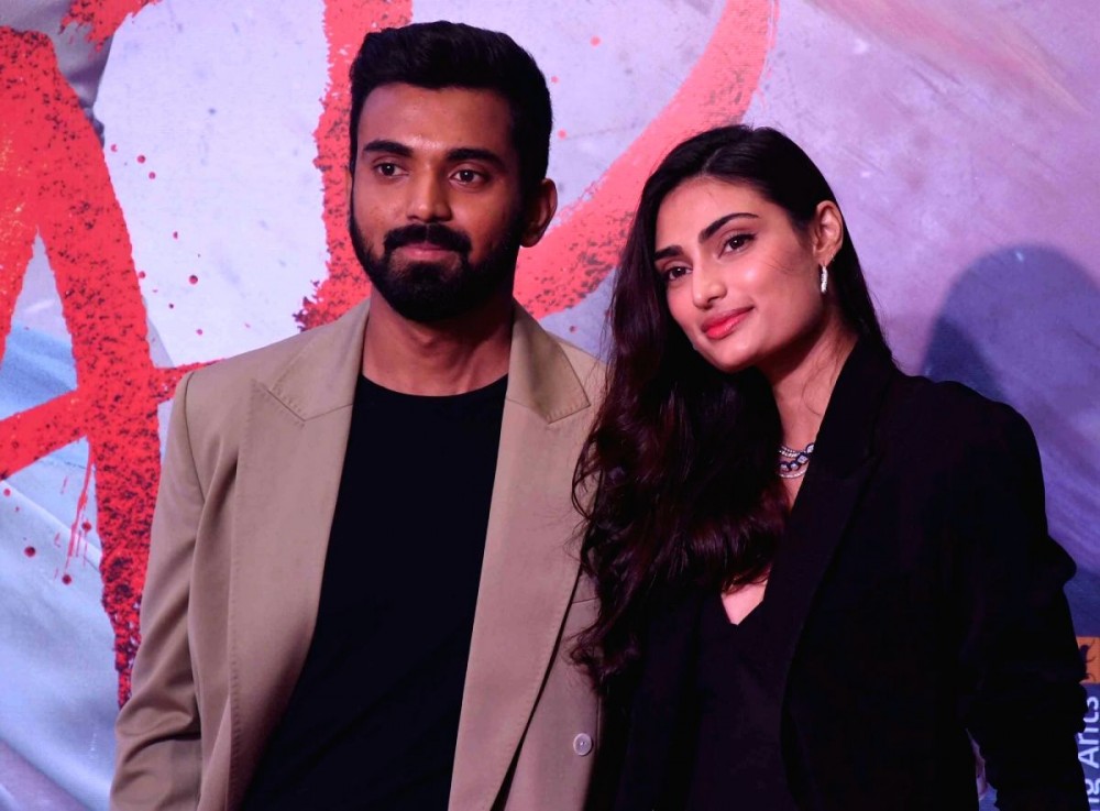 Mumbai :Indian Cricketer KL Rahul with Bollywood Actress Athiya Shetty during special screening of Upcoming Film "Tadap"at BKC in Mumbai on Wednesday Night December 01,2021,(PHOTO:IANS). Image Source: IANS News
